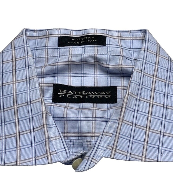 Hathaway Platinum Other - Hathaway Platinum 100% Cotton Men's Blue Plaid Dress Shirt 17-17 1/2, 35-36